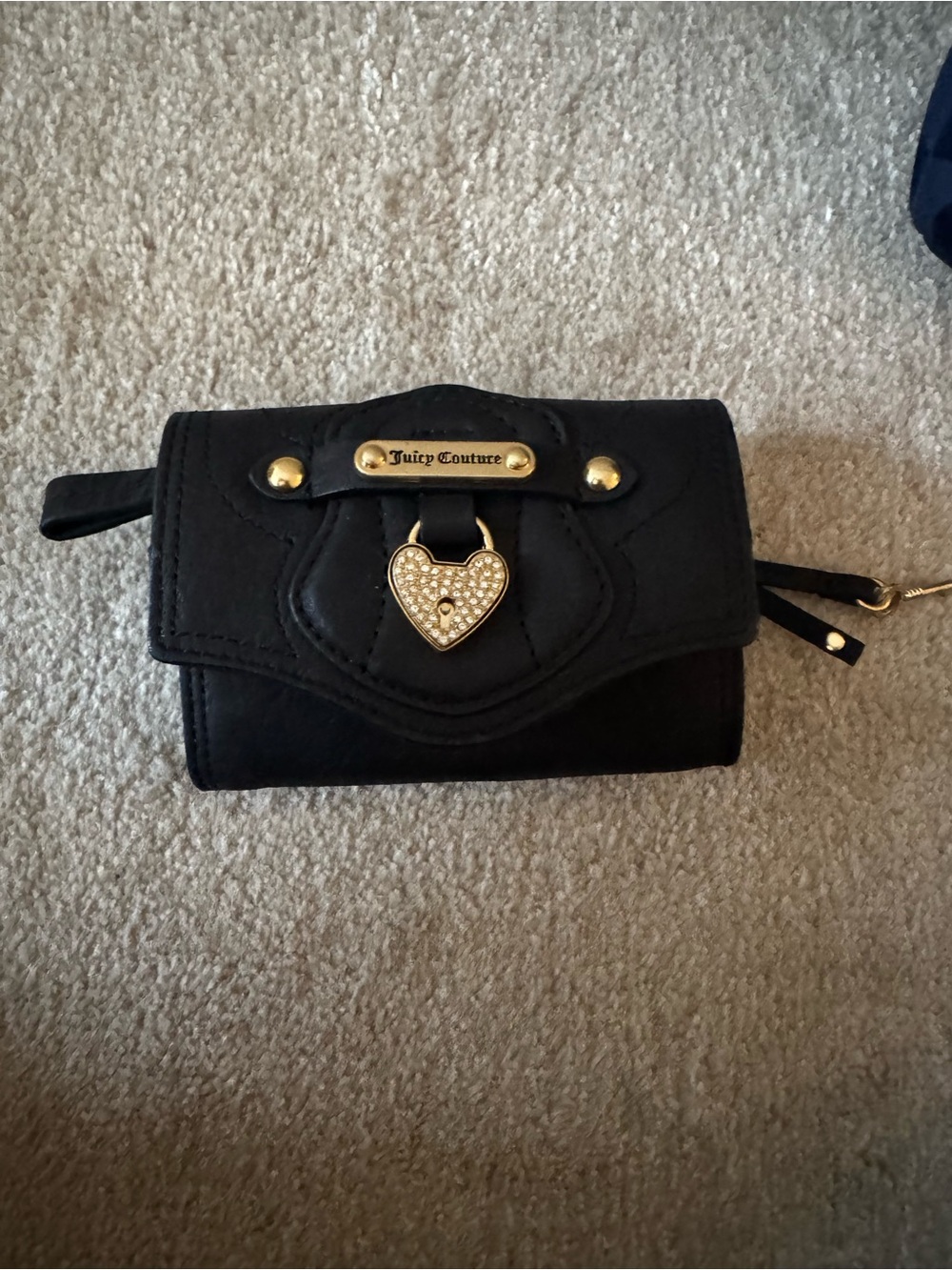 Juicy Couture Black Wallet with Gold Heart Lock